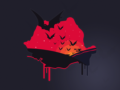 Dracula's land bat blood flat illustration romania sunset vector visualcookies