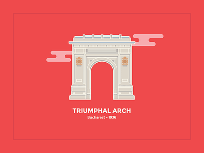 Triumphal Arch arch bucharest clouds color red triumphal visualcookies