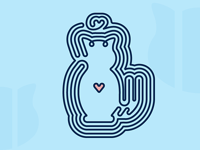 One Line Cat blue cat heart icon line logo visualcookies