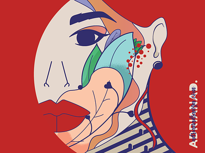 Flowers Eyes Lips Tombs branding cubism leaf minimalism nature red water-soluble ink effect