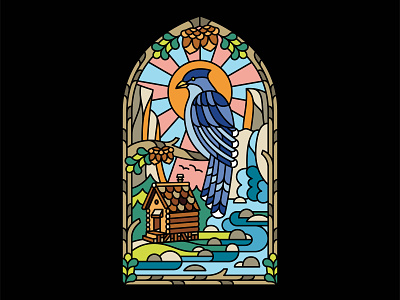 Stained Glass Blue Jay austin bird blue jay illustration mark twain monoline national park sxsw yosemite