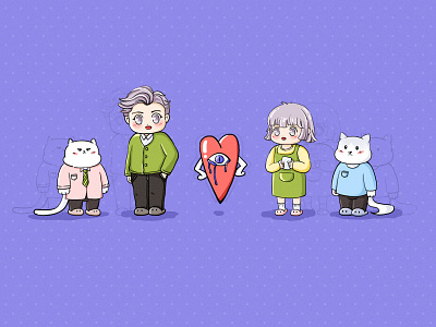 family boy cat girl heart