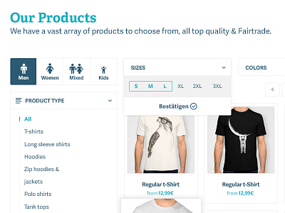 Team Shirts Products Page - WIP ecommerce flat grid products shop spreadshirt store ui webdesign