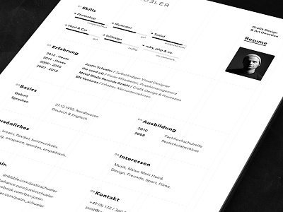 Resume / CV - print version black clean curriculum vitae cv grid job minimal resume simple typography white