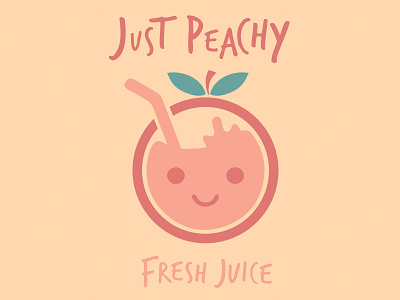 "Just Peachy" Fresh Juice Logo beverage clean design drink friendly fruit juice kids logo peachy simple