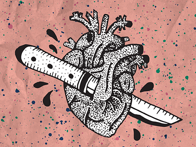 Always Under Your Spell flash heart illustration micron pointillism stippling tattoo