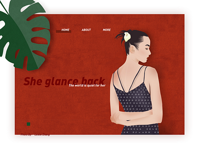 A girl glance back. & Hello dribbble！ design illustration web