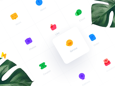 Interesting icons botany colour design flat gradient icon illustration leaf tunan ui vector