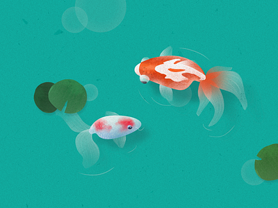 Goldfish in the pond design fish illustration tunan