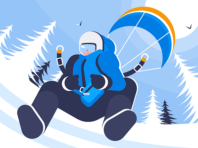 skiing boy illustration