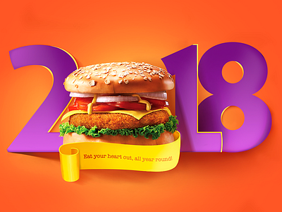 Go get a burger! 2018 bright burger eat food new year orange yolo