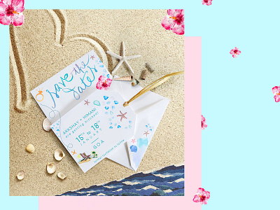 Wedding E-invite | Save the date beach collage emailer illustration invite invite design love save the date wedding