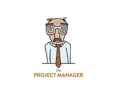 The Project Manager concept glasses illustration man old orange project manager