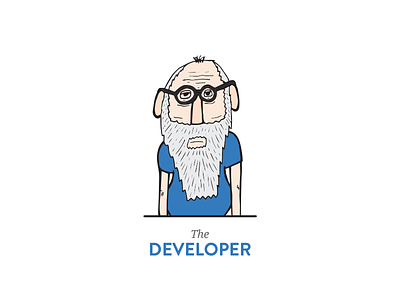 The Developer blue concept developer glasses illustration man old