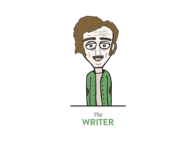 The Writer concept glasses green illustration man old writer