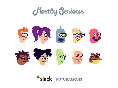 Futuramojis for Slack emoji futurama gumroad icon illustration pack paperbeatsscissors slack