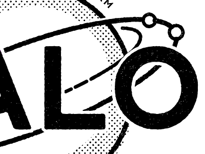 Halo Detail black and white halo logo orbit print retro stamp
