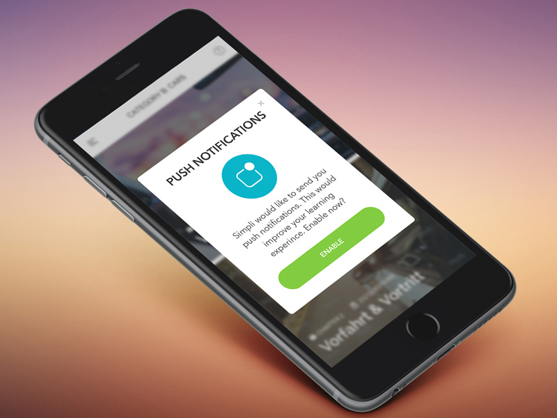 Allow push notifications app design ui app ios