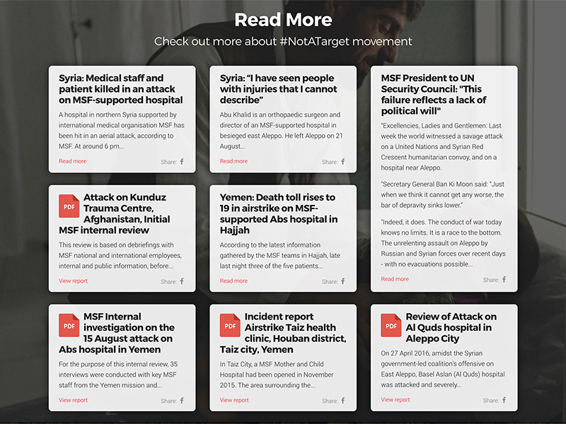 MSF - Not A Target user interface ui campaign landing page