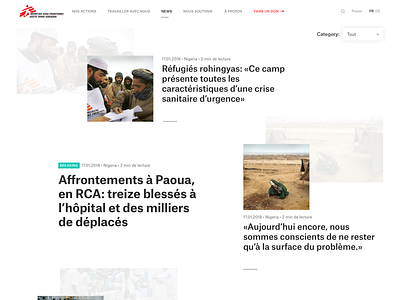 News page for msf.ch clean design ui ux web webdesign