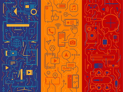 Electronic device pattern abstract apple devices device electric futuristic iconography illustration inspiration k funky karen sardaryan kfunkydesign laptops lineart mobile pattern pattern design retro strips tablets warm colors