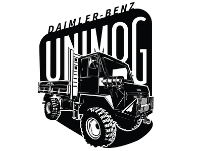 UNIMOG Shirt design art benz black branding daimler drawing flat illustrator line lineart mercedes truck unimog vector