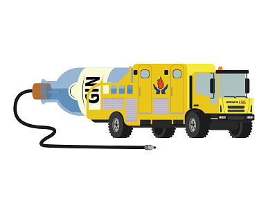 Bushfire firetruck with some GIN on the back branding design firetruck flat gin illustration illustrator vector