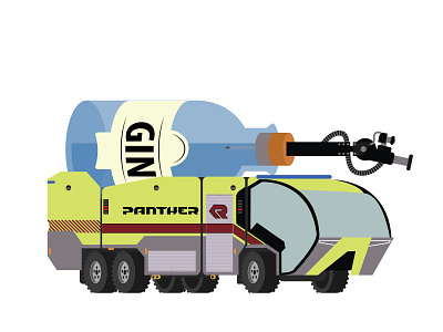 Rosenbauer Panther alcohol branding design firetruck flat gin illustration illustrator vector