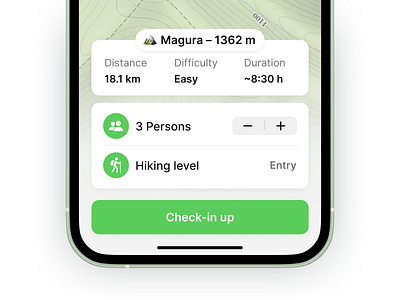 Hiking registration app clean easy green hiking interface ios iphone mobile tourism ui