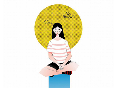Zen abstract art asian graphic illustration lady meditation vector woman zen