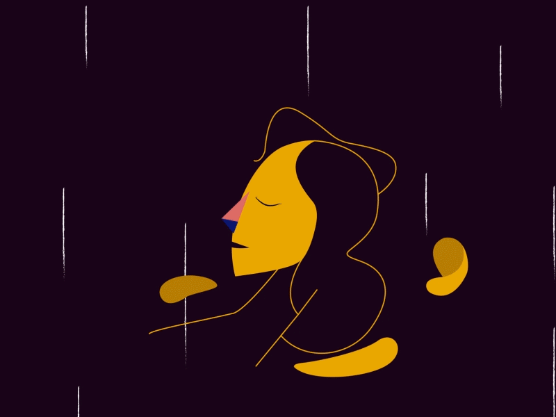 In a sentimental mood animation character design flat human lady man minimalistic person simple vector