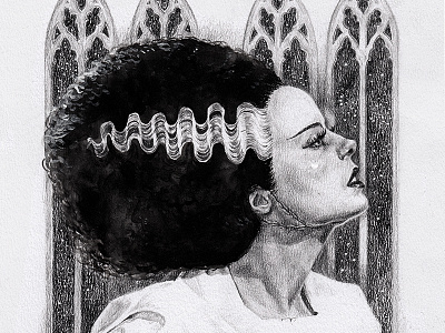 Bride bride of frankenstein frankenstein gothic gothic horror horror illustration the bride traditional