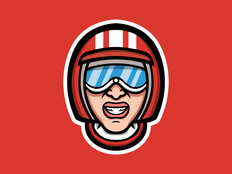 360 Retro Racer car design extreme gaming helmet illustration logo mascot nft racer racing lines red smile sports vector