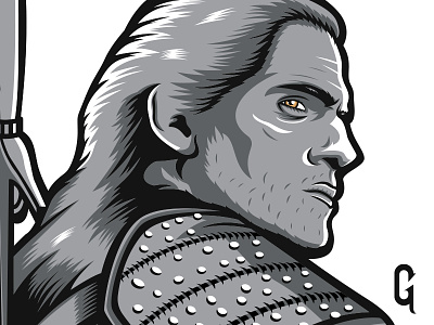 Geralt of Rivia - The Witcher cd projekt red design gaming geralt henry cavill illustration logo mascot netflix polish rpg the witcher vector