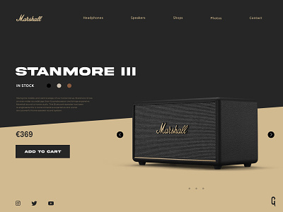 Marshall Speaker Concept Ui Design app design branding concept ui design graphic design grey guitar landing page logo marshall music rock speaker ui ux website yellow