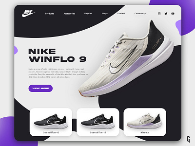 Nike Shoes Concept Ui Design branding concept ui design graphic design logo nike running shoes sports ui ux webdesign website