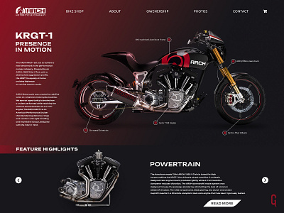 Arch Motorcycles Concept UI Design app arch motorcycles banner branding concept ui design graphic design landing page online shop poster shop ui ux web design website