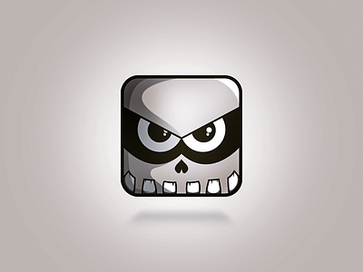 Skull Cube logo brown cube gray skull teeth white