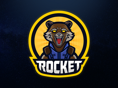 Rocket Raccoon Mascot Logo avengers galaxy guardians logo marvel mascot of raccoon rocket the