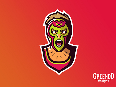 Mexican Wrestler Mascot Logo