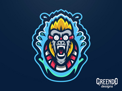 Diving Monkey Mascot Logo design diving esport free free logo gaming illustration logo logo design logo type mascot logo monkey sports