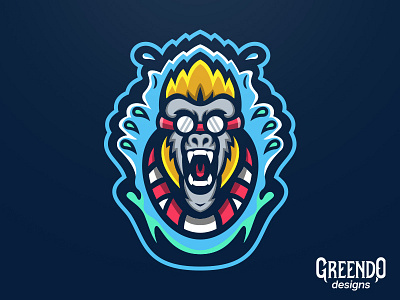 Diving Monkey Mascot Logo