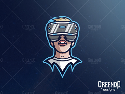 VR Mascot Logo [FOR SALE] blue design entertainment esports forsale galaxy gaming glasses icon illustration logo logo type mascot sports technology vr vr logo