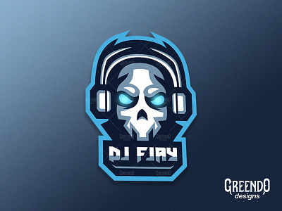 DJ Mascot Logo Made For A Client blue design dj logo gaming headphones icon illustration logo logo type mascot music logo scull vector