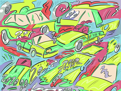 Racing Cars colorful design illustration ipadpro procreate