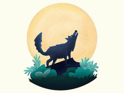 Howling animal character design grain howling howling wolf illustration moon photoshop wolf