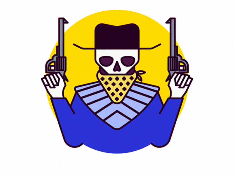 Bang! cowboy illustration revolver skull vector western