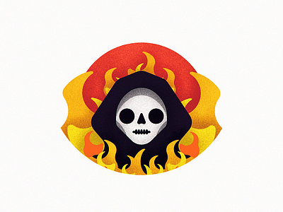 Reaper cute death fire flame flames grain illustration simple skull texture vector