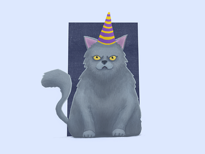 New Year’s cat animal animals cat digital drawing illustration party procreate