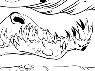 Postcard line work. animation character childrens creature design illustration monster sketch teeth